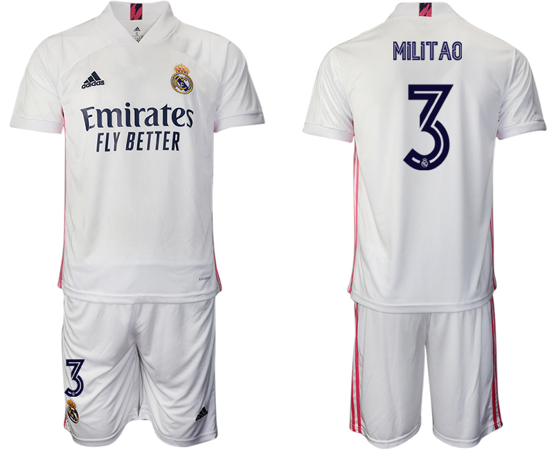 Men 2020-2021 club Real Madrid home #3 white Soccer Jerseys